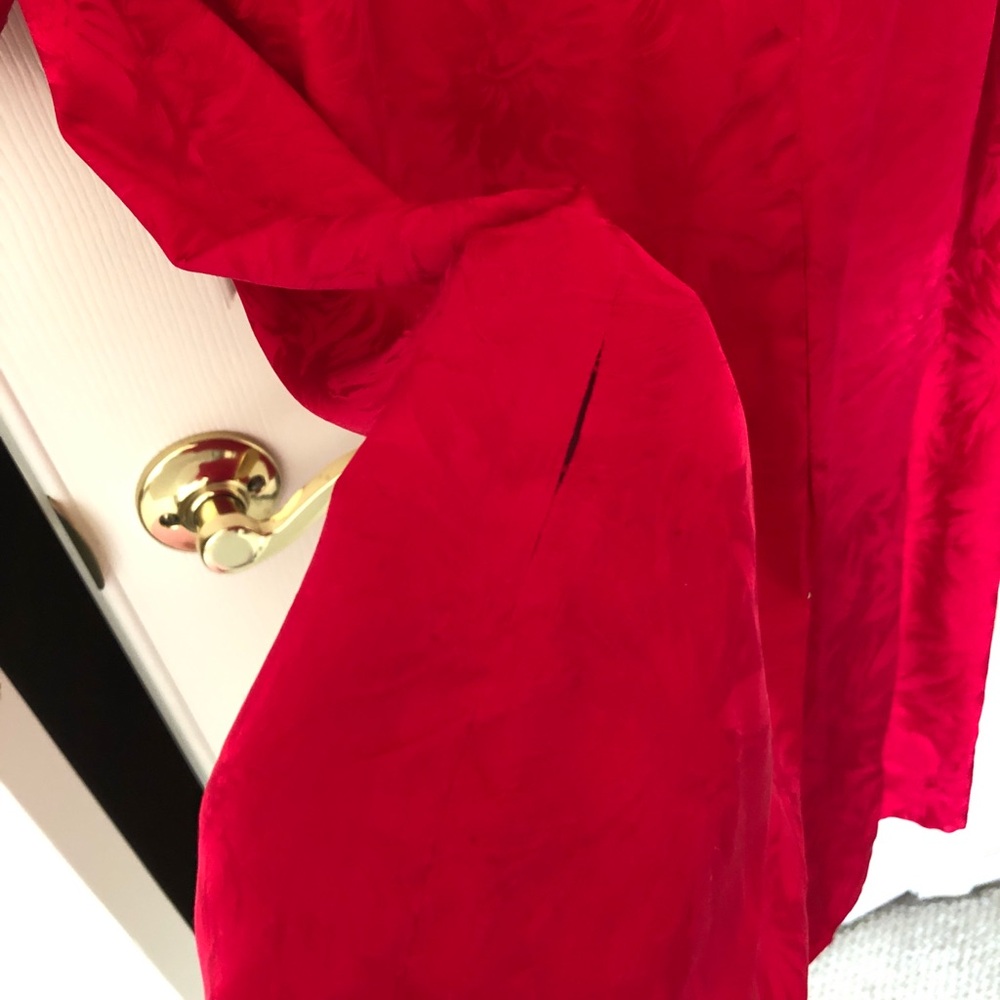 Vintage Argenti Red Silk Long Sleeve Shoulder Pads Dress Size 8 - Picture 7 of 8
